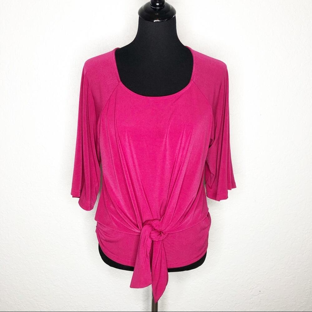 Boston Proper dark pink tie front knit top size Small